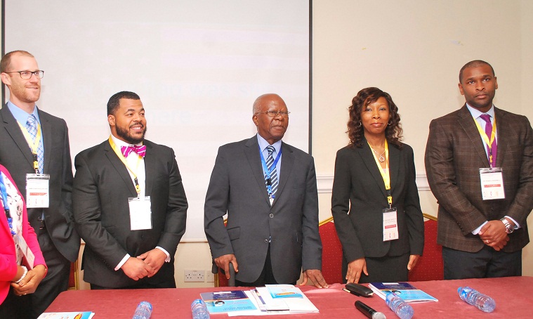 L-R: American Podiatrists and workshop trainers Dr. James Kinchsular and Dr. William Harris, chairman of the occasion, Prof. Tayo Johnson, Project Coordinator, Diabetes Podiatry Initiative Nigeria, Dr. Afokoghene Isiavwe and Dr Rahn Ravenell another trainer and Diplomat, American Board of Foot and Ankle Surgery at the opening ceremony of the 2nd Lagos Podiatry and Diabetes Foot Care workshop organised by Rainbow Specialist Medical Centre in collaboration with the World Diabetes Foundation in Lagos yesterday.