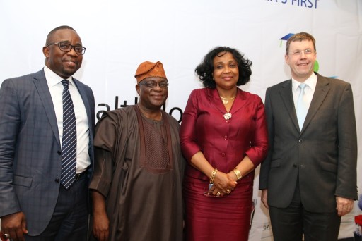 (L-R): Country Manager, Nigeria, Roche, Herman Addae; President, Cancer Education and Advocacy Foundation of Nigeria (CEAFON), Professor Durosinmi-Etti; Representative, Permanent Secretary, Federal Ministry of Health, Dr. Ngozi Azodo, and Deputy Head of Mission, Swiss Embassy, Daniel Cavegn, at the Launch of the Academy.