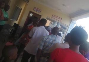 Patients on queue at the cash point unit of the hospital 