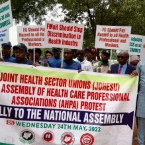 CONHESS: Health workers  protest in Abuja